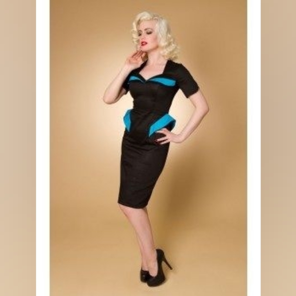 Chic retro vintage Black and Blue dress